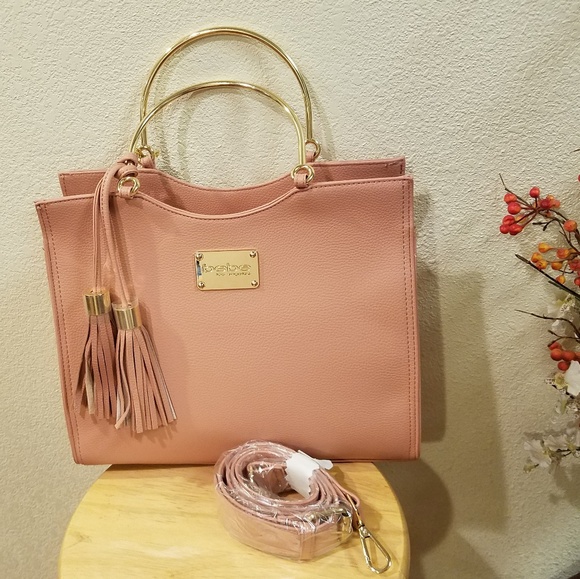 bebe Handbags - Bebe Shopper Tote Blush & Gold w/ Adjustable Strap